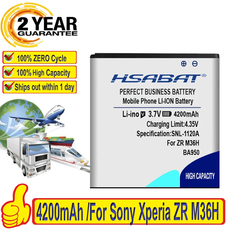 Аккумулятор HSABAT BA950 4200 мАч для Sony Xperia ZR M36h SO 04E C5502 C5503|battery for|battery for sonybattery sony xperia |