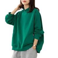 cotton fleece thickening high neck sweater women winter new style korean loose large pockets long sleeved shirt tide m270