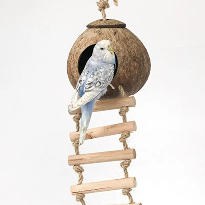 

2021 New Coconut Shell Bird House Tiger Skin Pearl Bird Parrot Nest Nest Warm Anti-bite Bird Nest
