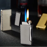 personality variable double fire grinding wheel open flame side pressure straight into blue fmale inflatable metal lighter