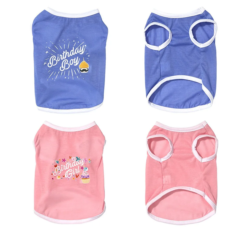 

Dog Clothes Pet Dog Cat Clothes Summer T-Shirt Birthday 202 New Cute Printed Dog Puppy Dogs Clothes Pet Cats Vest Cotton Shirts