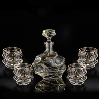 gold wine glass wine utensils wine bottle whiskey set household creative upscale crystal glass liquor wine decanter