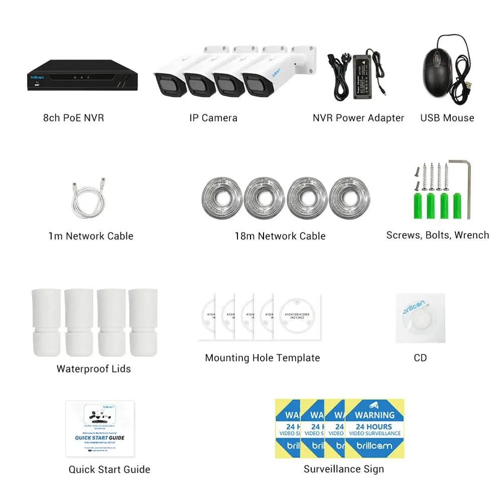 Камера видеонаблюдения Brillcam H.265 инфракрасная Водонепроницаемая камера
