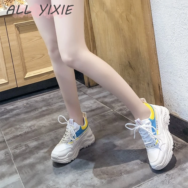 ALL YIXIE Новые искусственные кожаные женские платформенные кроссовки модные Casual белые увеличенные женские кроссовки большого размера 41