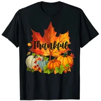 happpy thanksgiving day autumn fall maple leaves thankful t shirt graphic tee