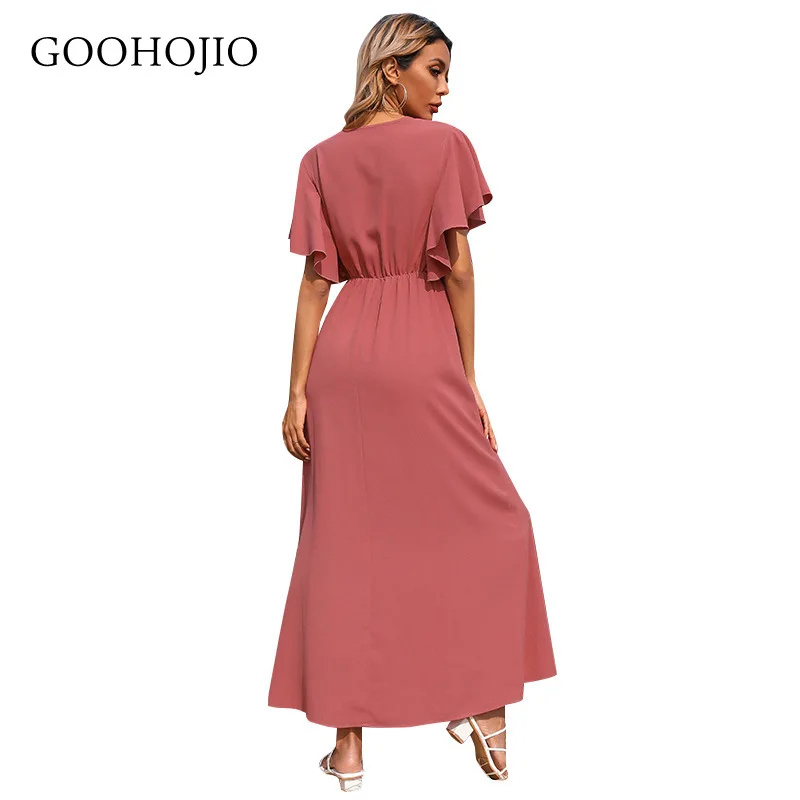 

GOOHOJIO 2021 Spring Autumn New High Waist Chic Dress Women Solid Color Fashionable Dresses for Ladies Temperament Women Dress