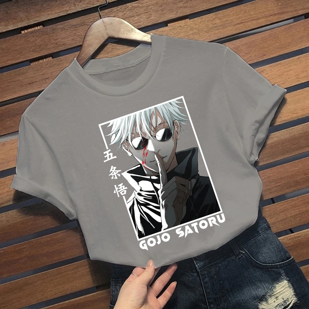 

Harajuku Anime Men's Tshirt Jujutsu Kaisen Gojo Satoru Printed Short Sleeve Causal Fashion tee Tops Unisex