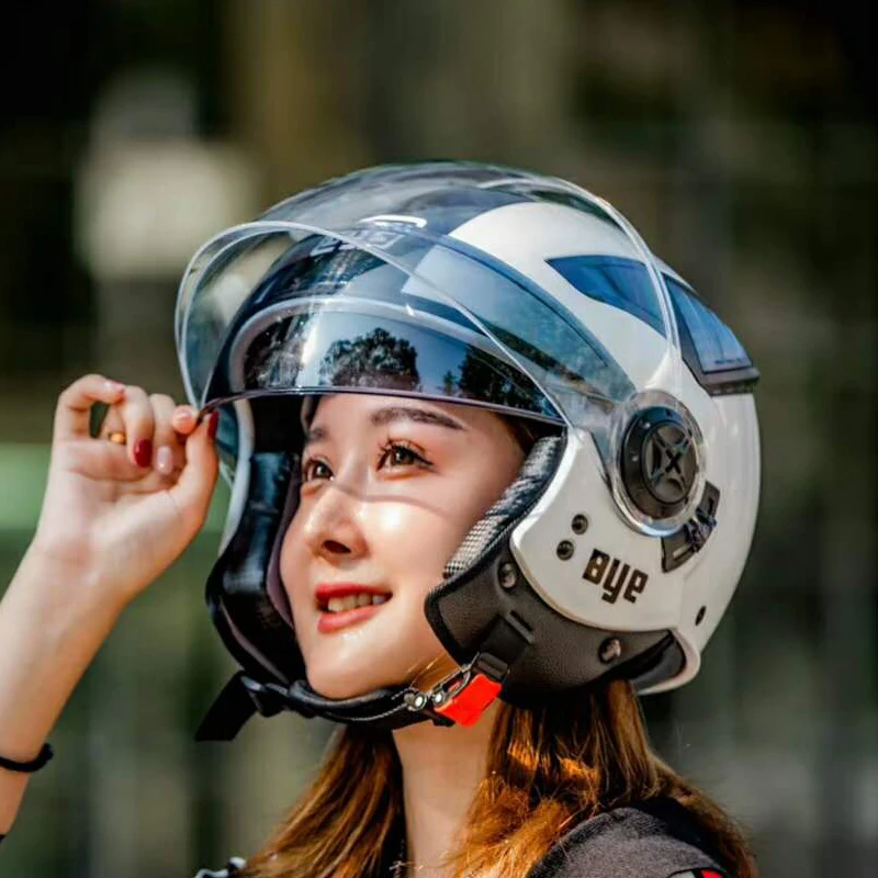 Hot Sell Double Lens Motorcycle Scooter  Open Face Helmet Dot - Matte Black Large CE Certificate Motocross Capacete M L XL