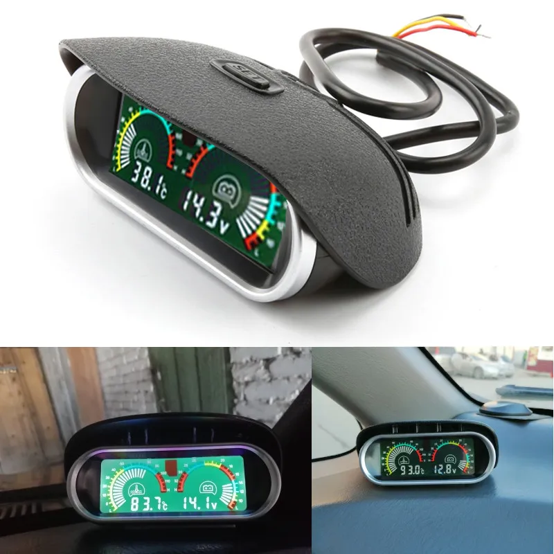 Универсальный 2 в 1 12 v/24 v ЖК-дисплей Цифровой walkie talkie автомобильное грузовик Температура воды датчик измеритель вольтметр измеритель величины напряжения с датчиком температуры