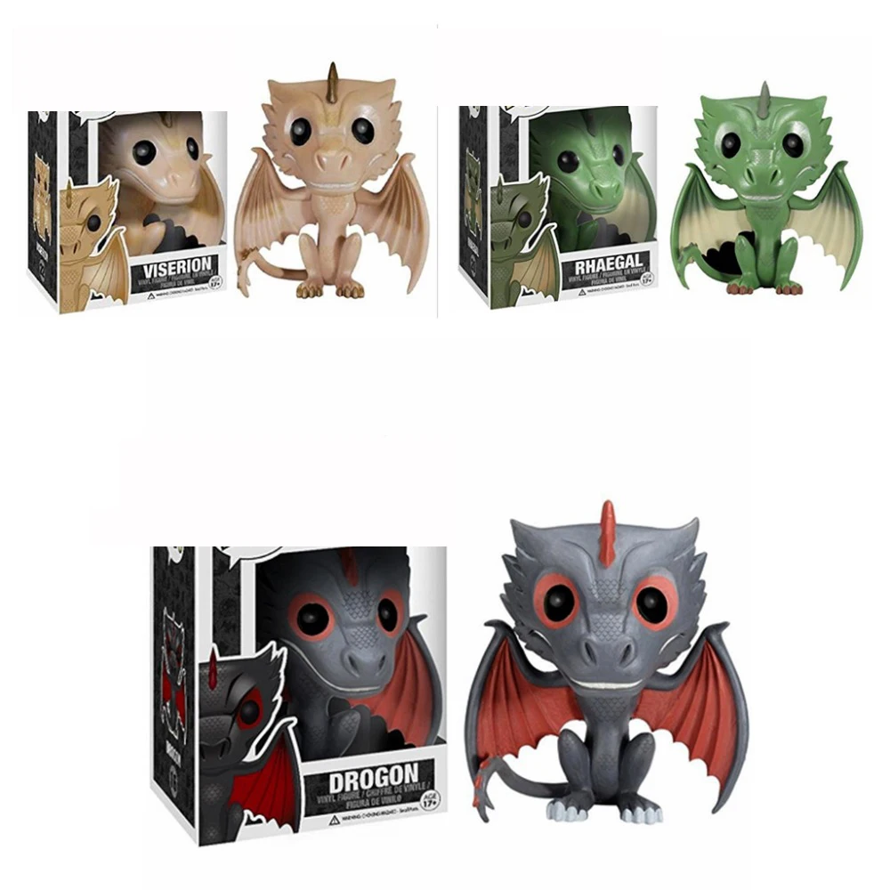 Футболка с принтом Песнь Льда и игры Fire престолов Drogon Rhaegal Viserion виниловые фигурки