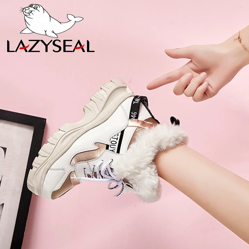 LazySeal/теплая плюшевая зимняя обувь на платформе женские зимние ботинки Новинка 2019