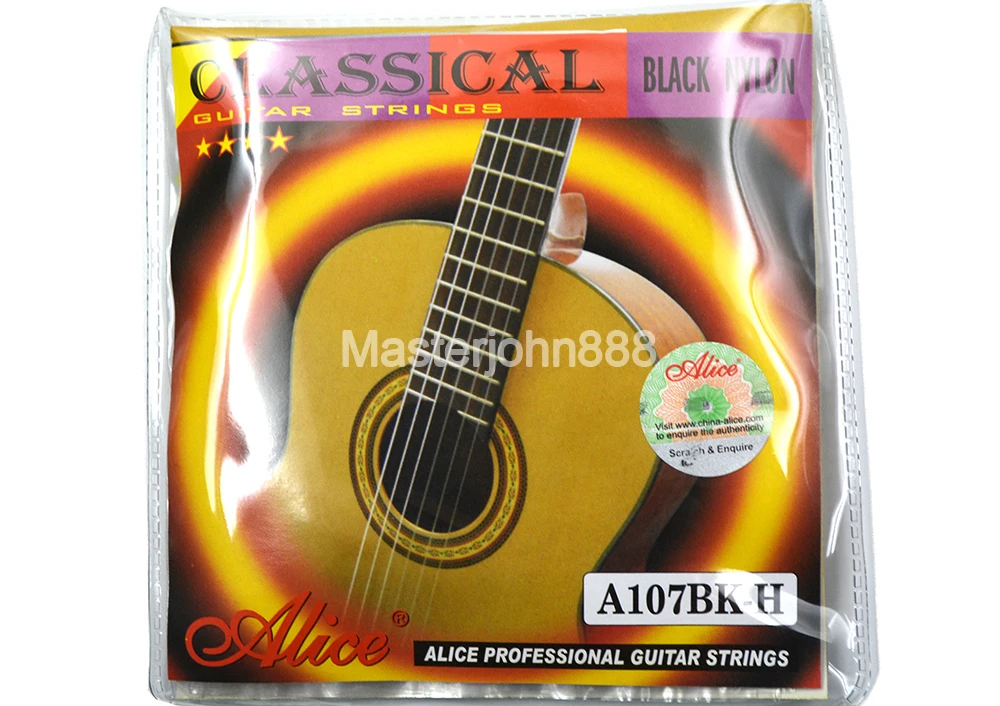 Струны для классической гитары Alice A107BK H Black Nylon H85 с покрытием из бронзового сплава