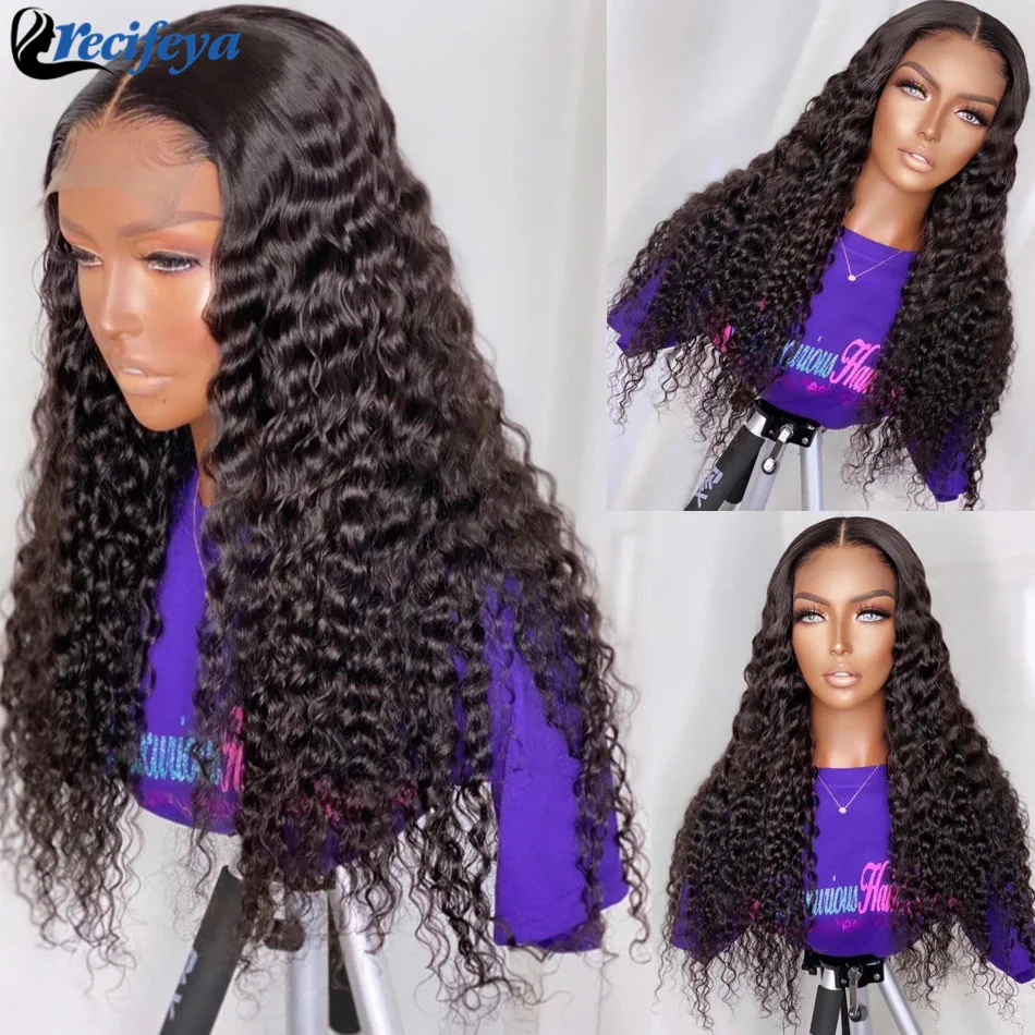 30 Inch Deep Wave Lace Closure Wig Peruvian Lace Front Human Hair Wigs 100% Remy Water Wave Lace Frontal Wig 180% Deep Curly Wig