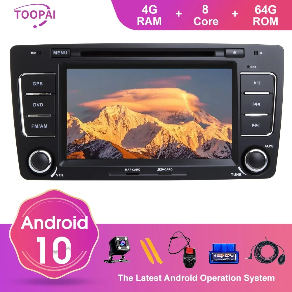Автомобильный мультимедийный плеер TOOPAI на Android 10 с GPS для Skoda Octavia Yeti 2009 2010 2011 2012 2013