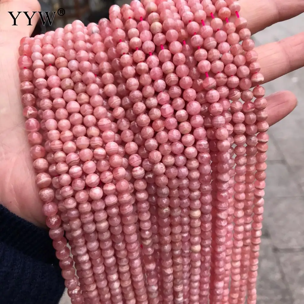 

Pink Color Beatuiful Stone Beads Natural Rhodonite Smooth Round Beads For Female Making Necklace Bracelet Jewelry Accessories