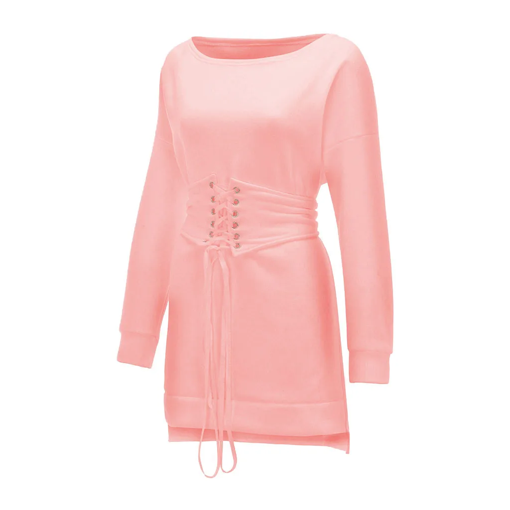 Женское платье с О образным воротником A до силуэт представляет Ропа мухер из