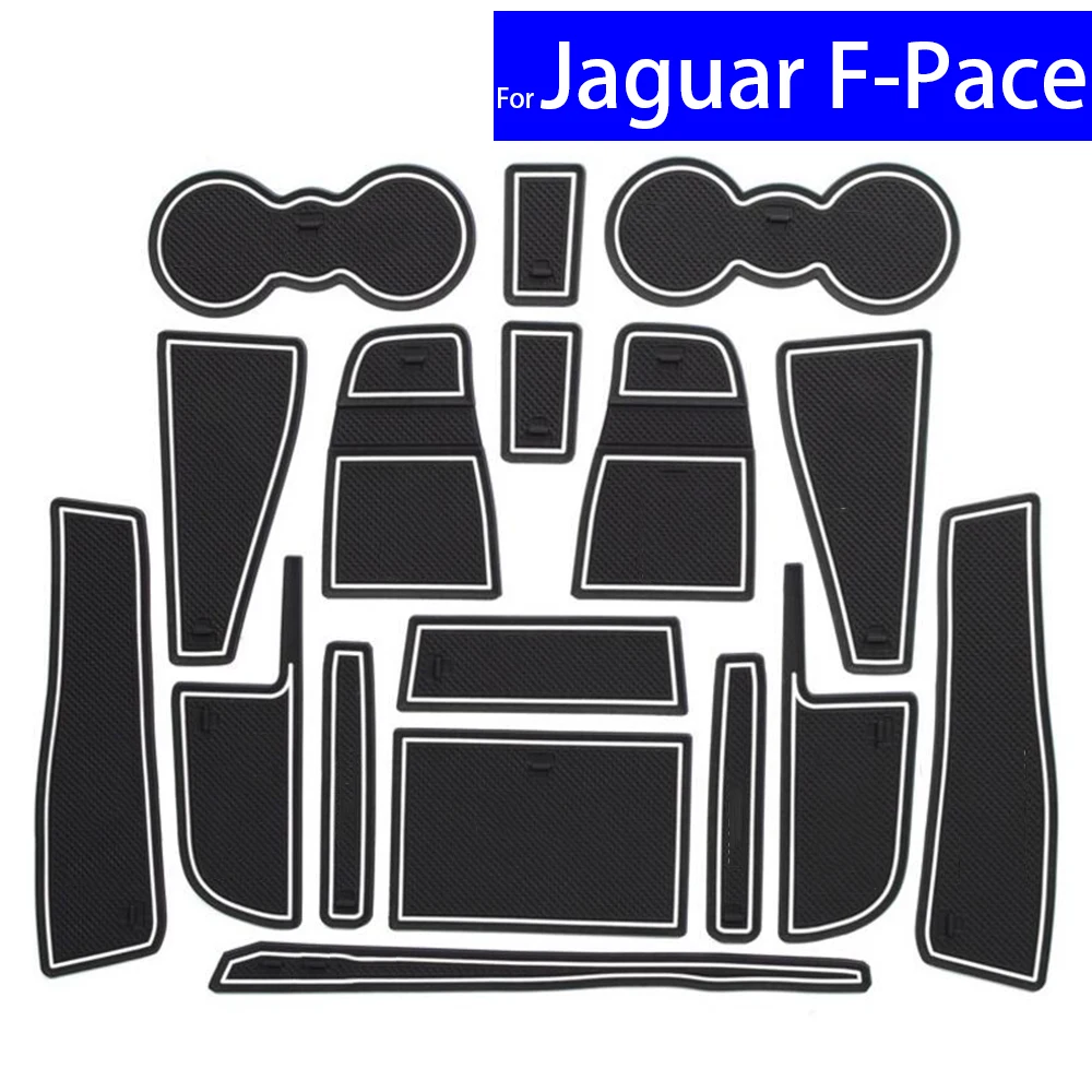 

17 Pcs Non-slip Car Door Slot Mats Gate Carpets Position Cup Holder Pads For Jaguar F-Pace Door Groove Mat Free Shipping