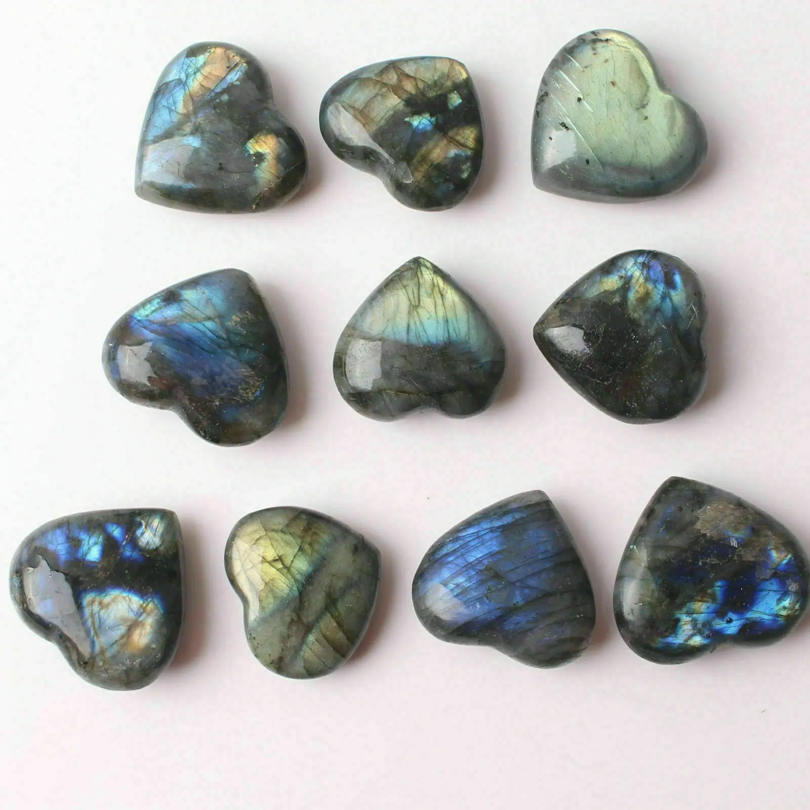 

Natural labradorite crystal Heart spectrolite Specimen healing 3pc