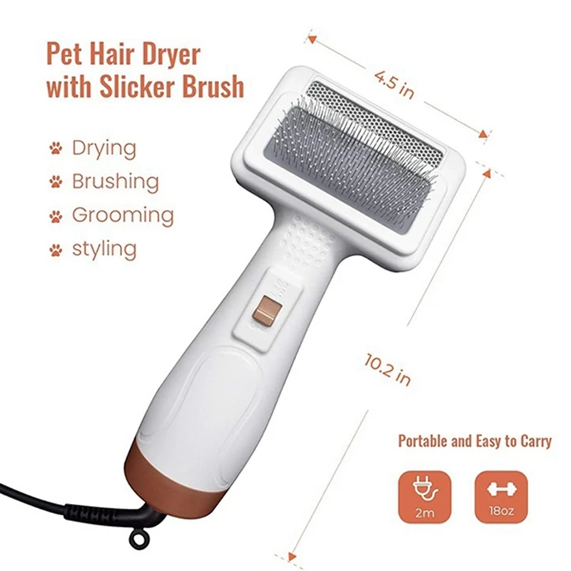 

Pet Hair Dryer 3 Heating Settings and Portable Dog Dryer,Suitable for Cats and Dogs,Narrow Space Nail Rake Brush