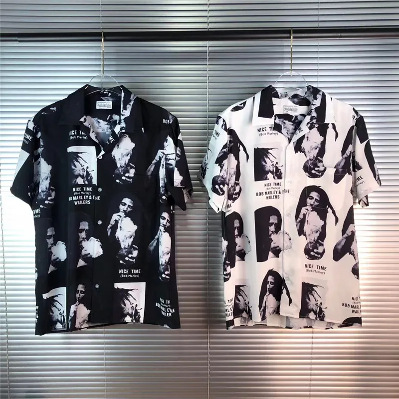 

WACKO MARIA Shirt Men Women High Quality Full Portrait Printing Shirts WACKO MARIA High Street Hip Hop Short Sleeve Shirt