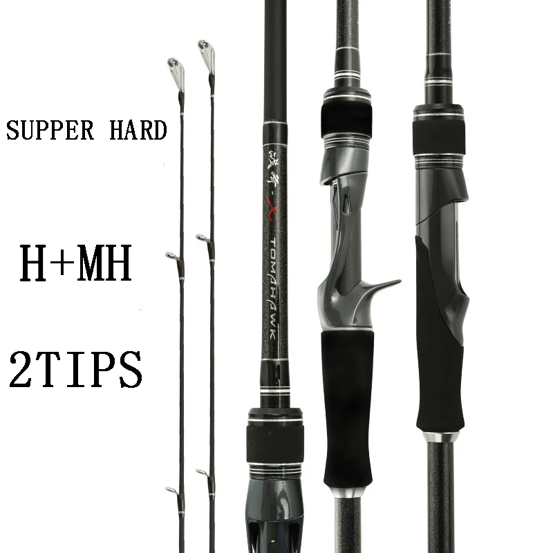 

Supper Hard Carbon Fishing Lure Rod M/MH 2Tips Spinning Pole Casting Bait 7-45g For Big Fish Fishing Tackle 1.83/2.13/2.4M