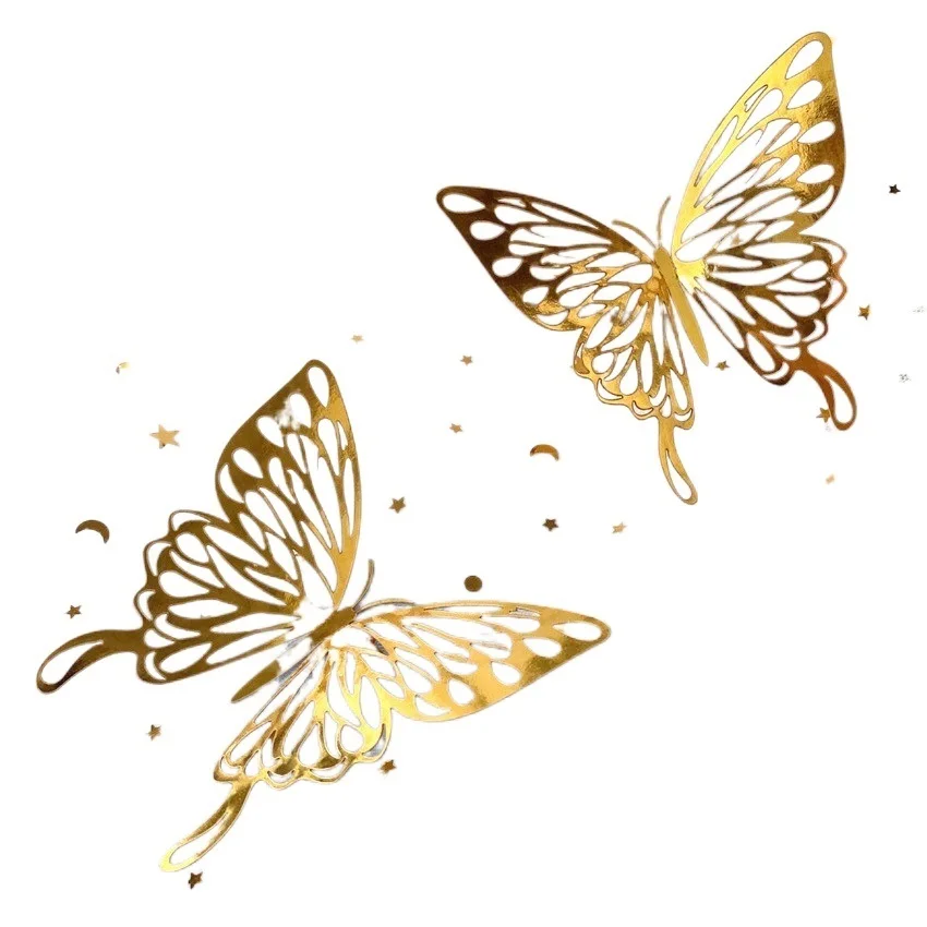 

clown 2021new12Pcs 3D Wall Stickers Hollow Rose gold/Golden/Silver Butterfly Wall Stickers DIY Art Home Decor Wall Decals