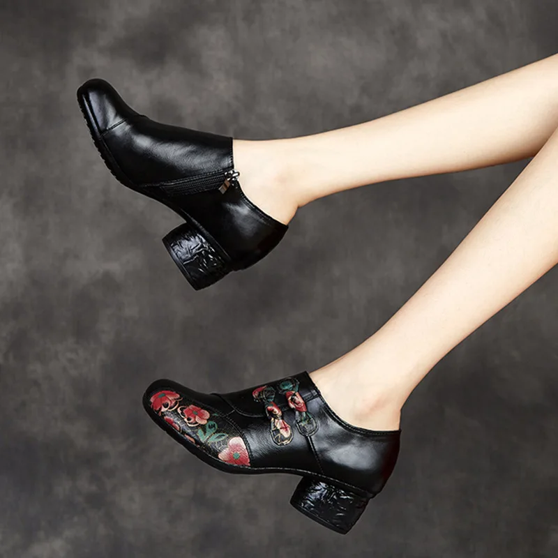 Женские туфли-лодочки из натуральной кожи на среднем каблуке Размеры 35-41 | Обувь