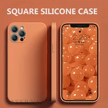 Square Silicone Funda For iPhone 13 12 11 Pro Max X XS XR XS Max 7 8 Plus Case Soft Phone Coque For iPhone 11 12 Pro 7P 8P Cover