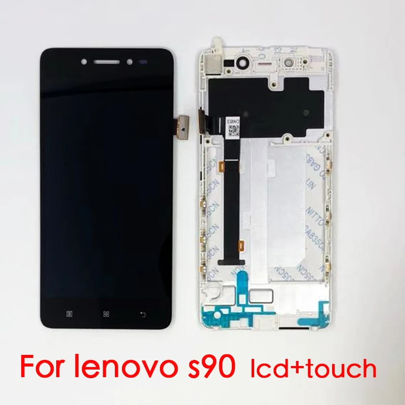 Дисплей в сборе с тачскрином для смартфона Lenovo S90 T U A черный рамкой/без