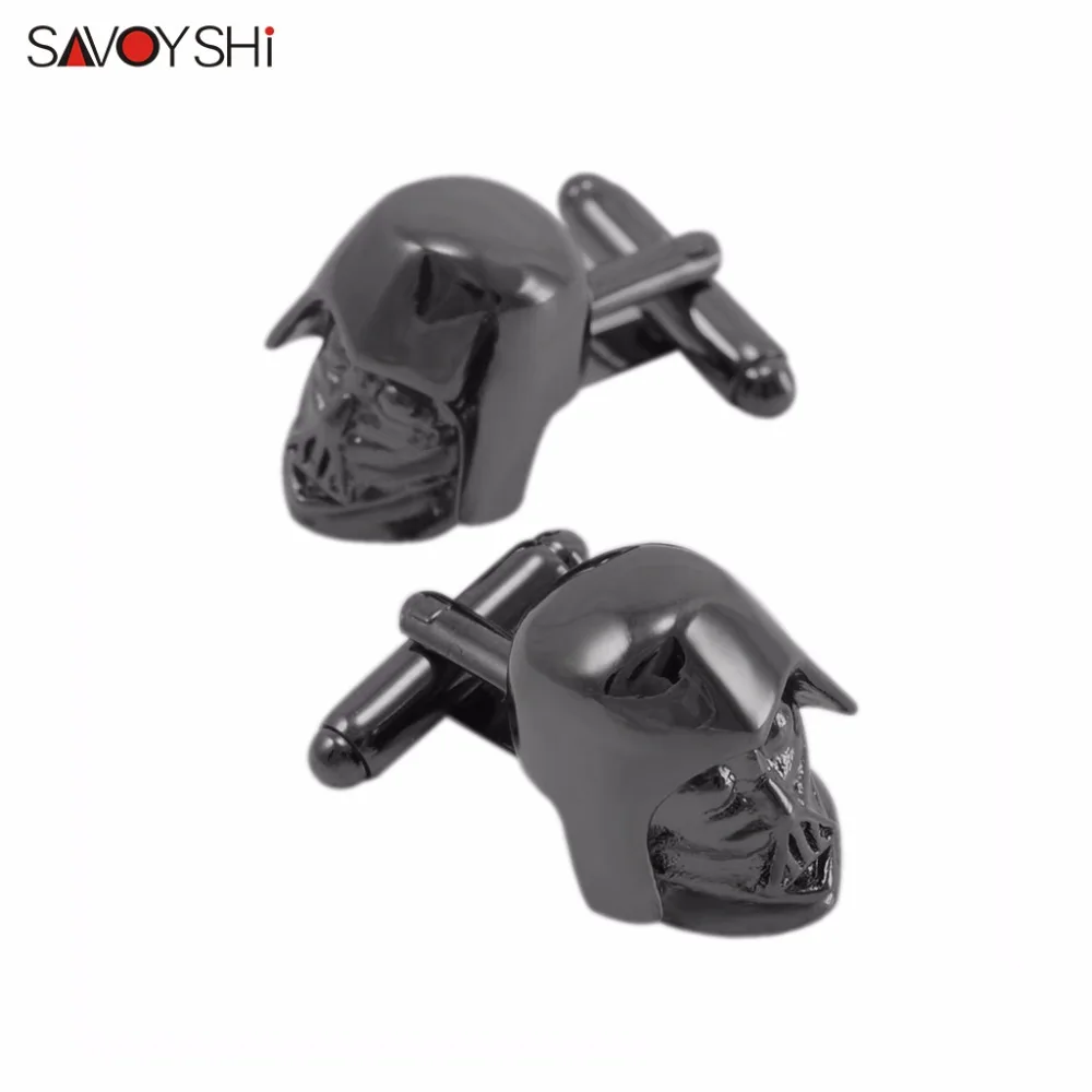 Cufflinks SAVOYSHI классический фильм серии Звездные войны Дарт Вейдер Маска Запонки высококачественные запонки кнопка бренд черные ювелирные изделия для мужчин свадебный подарок - Окраска металла: Cufflinks