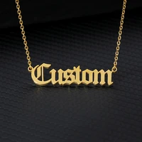 old english custom name necklaces for women men stainless steel customized necklace pendant jewelry personalized goth neck chain