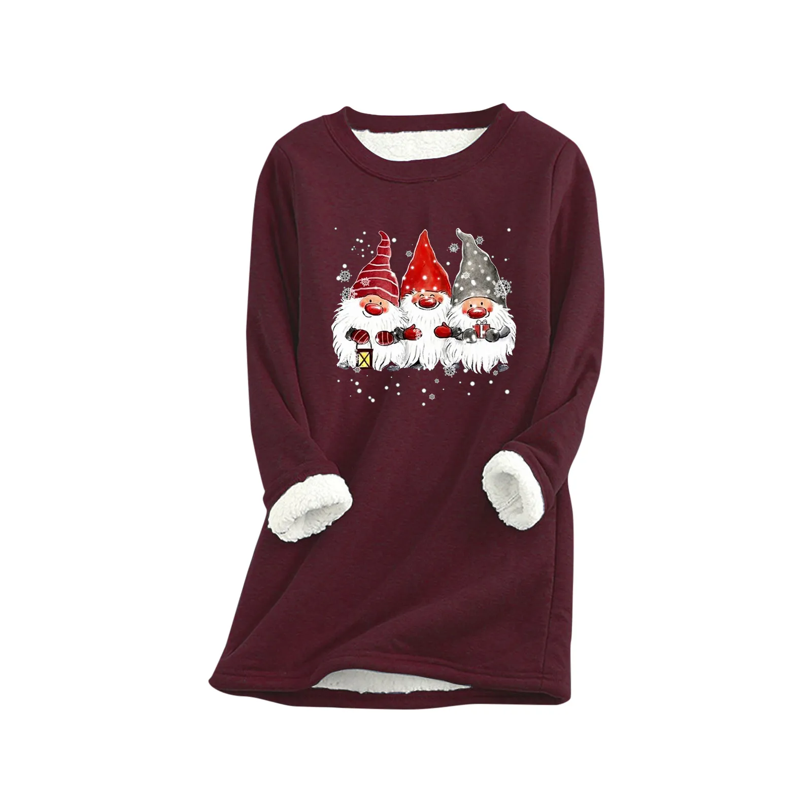 

Top Underwear Thick Warm Women Printing Christmas Fleece O-neck Sweatshirt Women's Hoodies & Sweatshirts Casual
