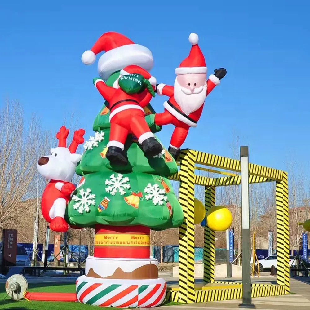 

Giant 8m Various styles Inflatable Christmas Tree With colourful Gift Boxes And inflatable Santa Claus For Outdoor Mall Decor