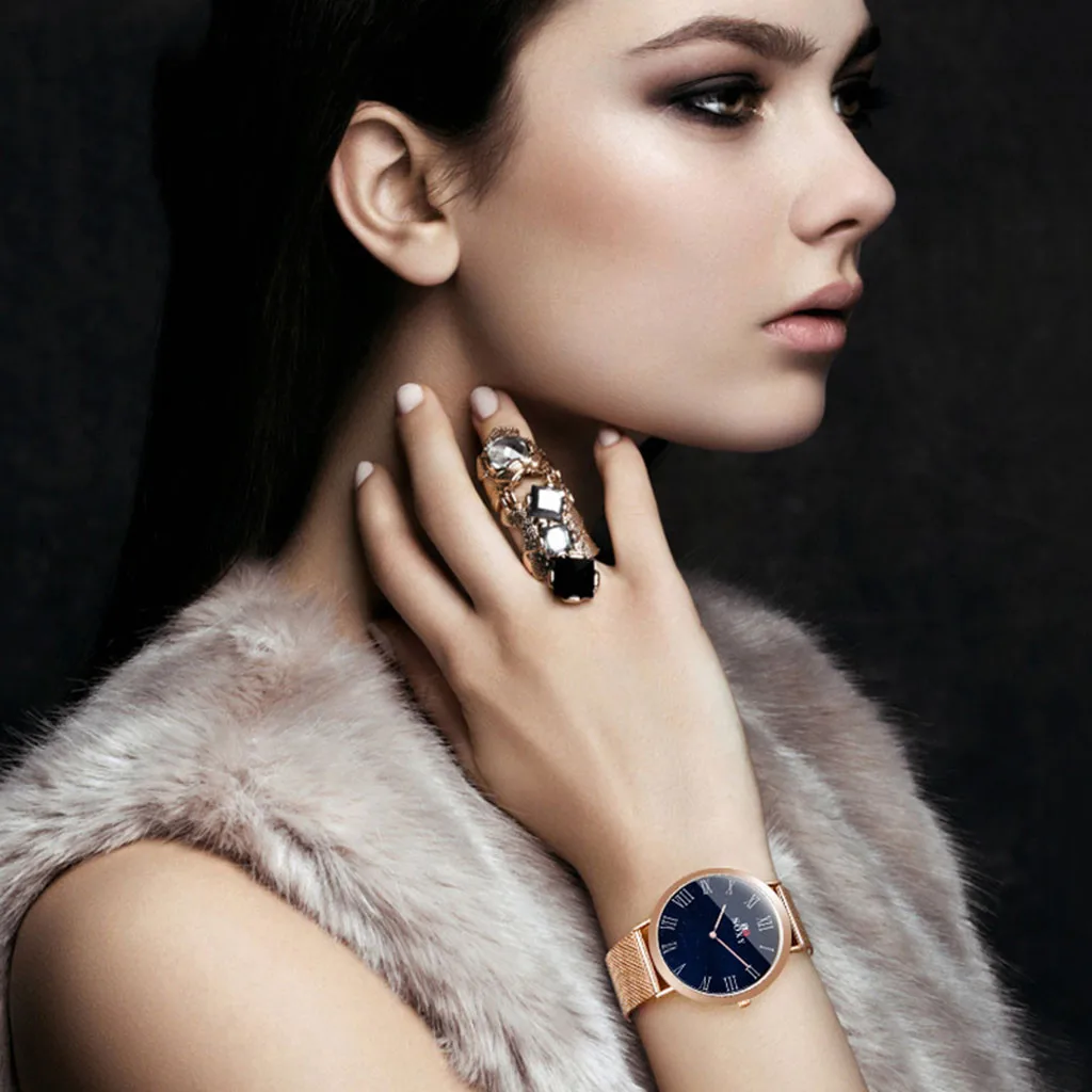 Часы женские кварцевые со стальным сетчатым браслетом и японским механизмом |