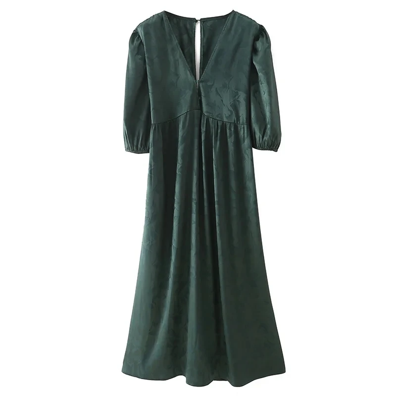 

Женское платье с V-образным вырезом ZA, элегантное приталенное платье белого цвета с темными цветами и V-образным вырезом, нежный стиль, лето ...