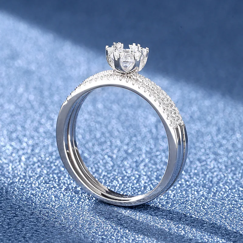 

Sterling Silver 925 Moissan Diamond Two-in-One Changeable Ring Row Ring 0.5ct Moissanite Fine jewelry Valentine's Day Gift JE-01