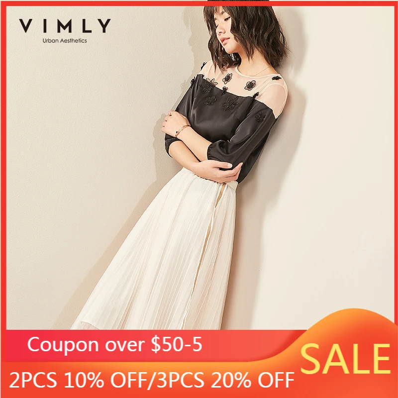 Женский комплект из 2 предметов Vimly Элегантная Лоскутная юбка с коротким рукавом
