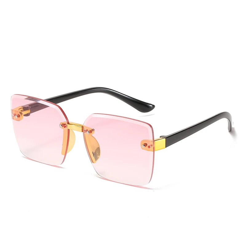 

2020 New Stylish Rimless Children Cat Eye Sunglasses Fashion Kid Square Pink Gradient Sun Glasses Boy Girl Goggle UV400 Eyewear