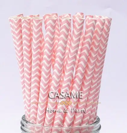 light pink chevron 100 шт розовые золотые бумажные соломинки вечерние соломинки золотые серебряные бумажные соломинки смешанные полосатые звезды шаблоны шевронов - Цвет: light pink chevron