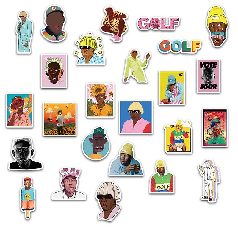 Pegatinas Pop-Singer Tyler The Creator para maleta, guitarra, port&aacute;til, motocicleta, coche, Ordenador de monopat&iacute;n, 50 Uds.-2