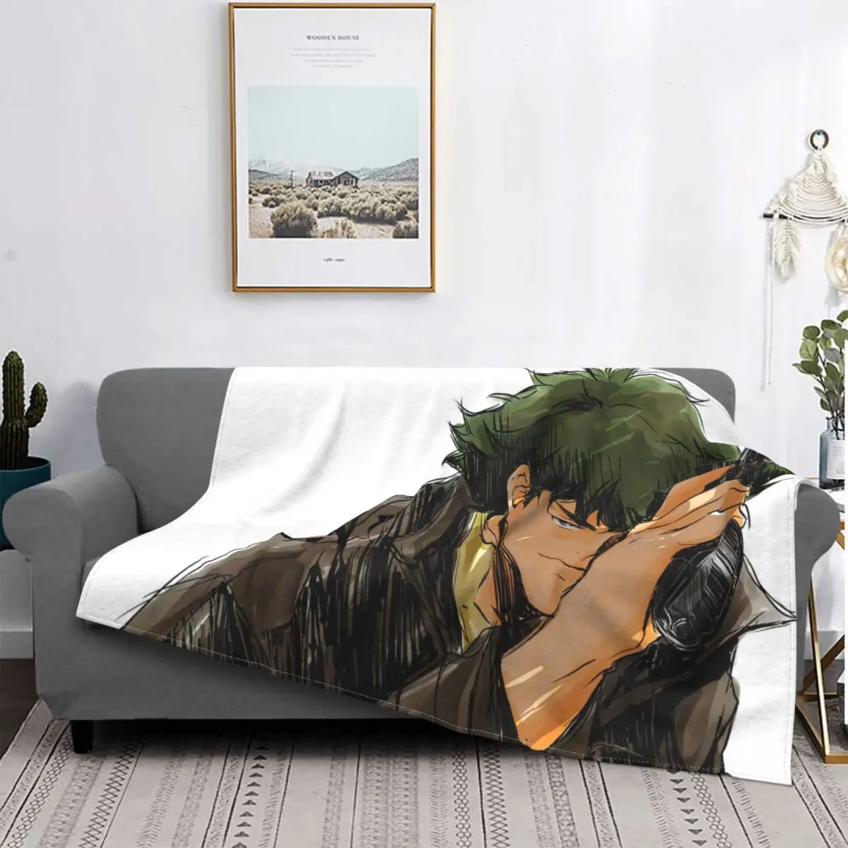 

Cowboy Bebop Manga Blanket Flannel Print Spike Spiegel Anime Multifunction Lightweight Throw Blankets for Bed Outdoor Bedspreads