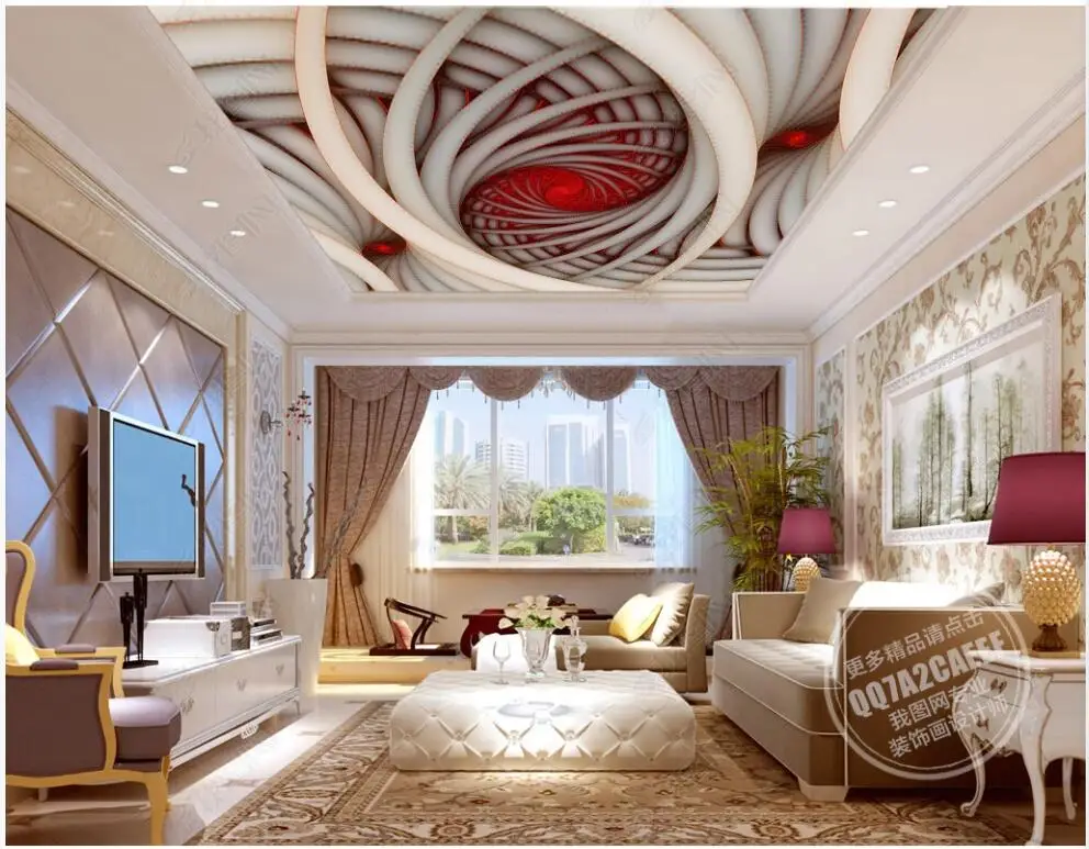 

Настенные 3D-обои на потолок, настенные фотообои с геометрическим узором в виде спирали, для украшения гостиной, стен, спальни на стене