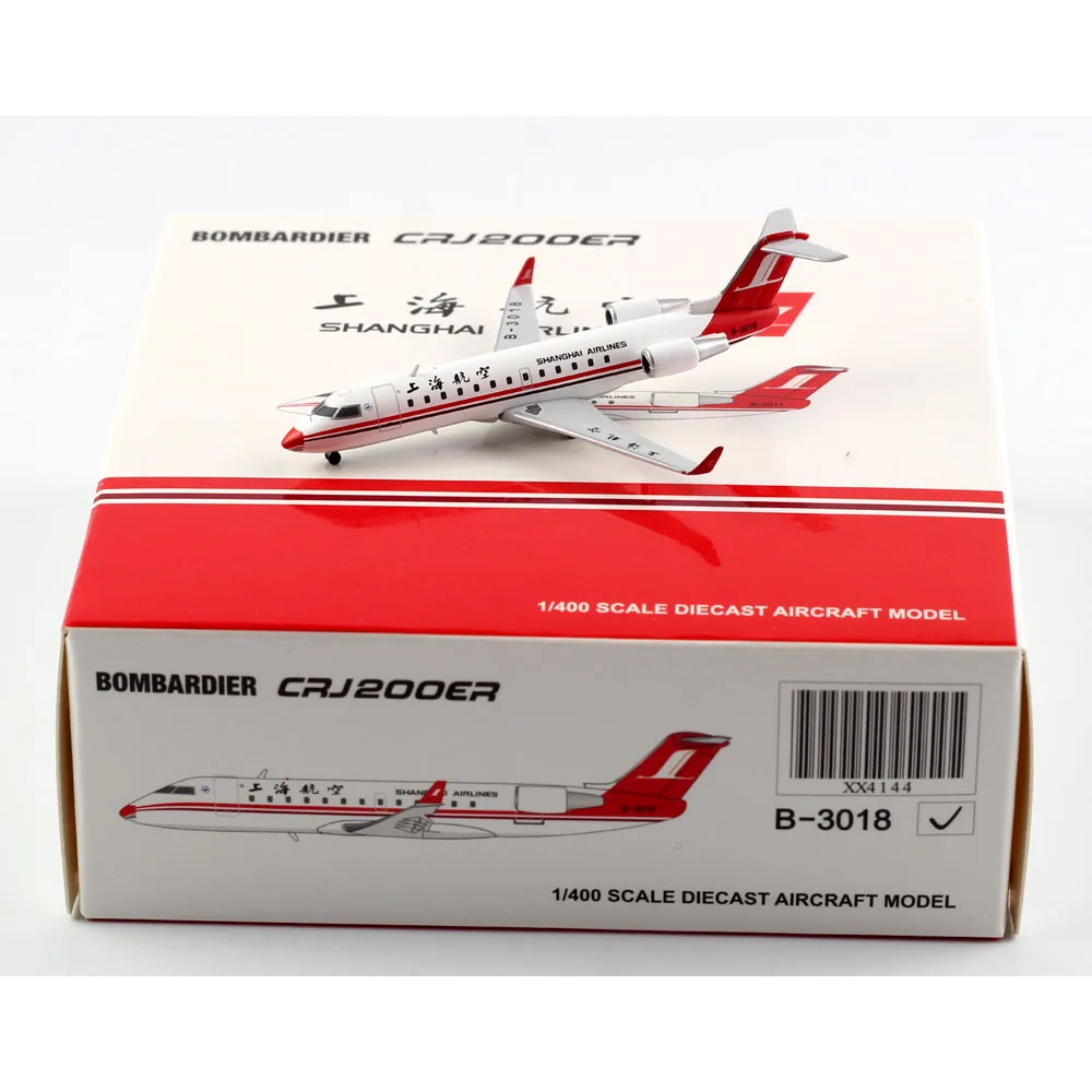 

1:400 Alloy Collectible Plane JC Wings XX4144 Shanghai Airlines Bombardier CRJ-200ER Diecast Aircraft Model B-3018 With Stand