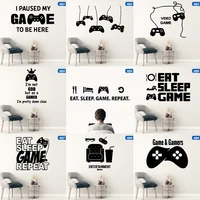 eat sleep game wall sticker repeat play game room decal gaming posters gamer vinyl wall parede decor mural video game sticker