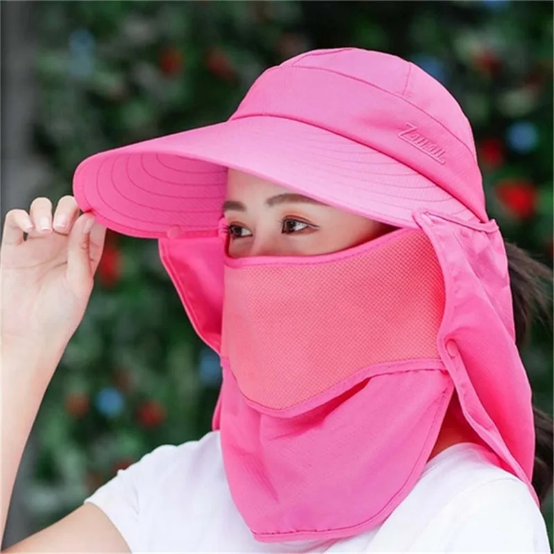 

Summer Women Sun Hat Fishing Cap Outdoor Cap Hiking Hat Camping Visor Hat Protection Face Neck Cover Sun UV Protect Cap