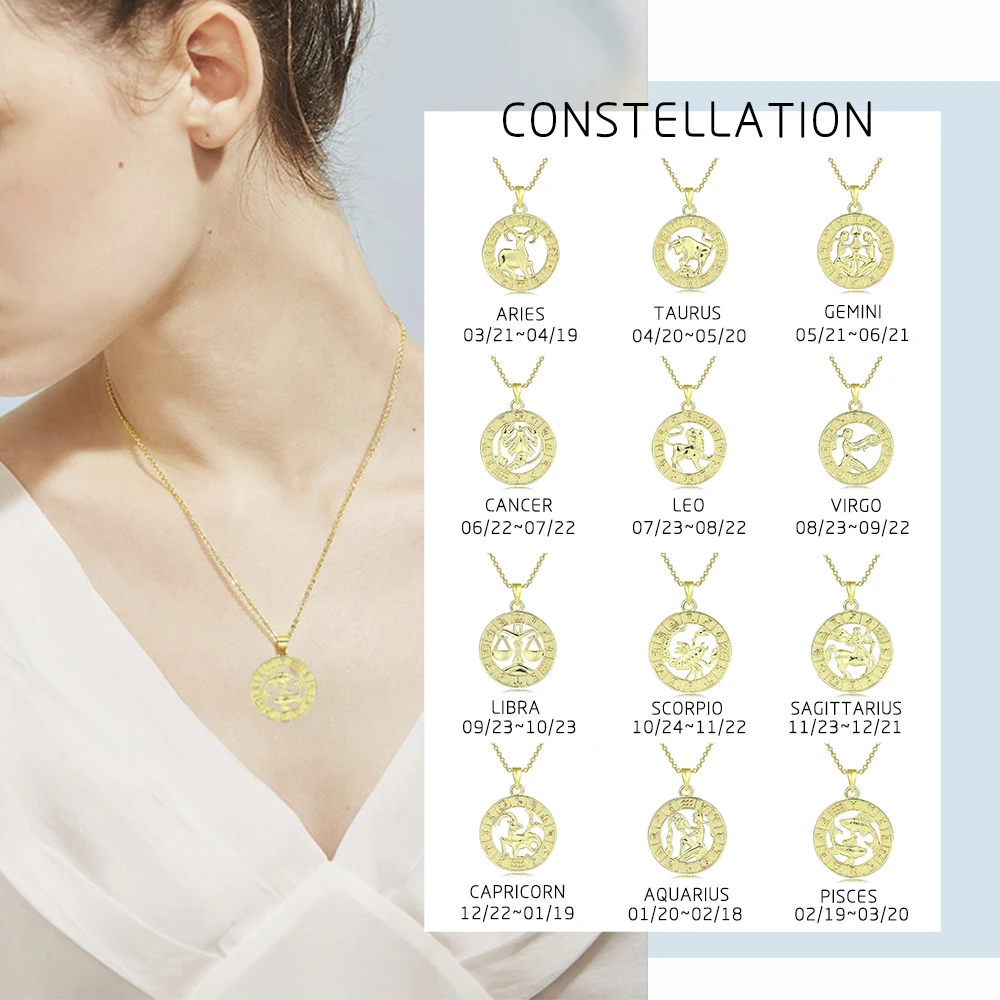 12 гороскоп Созвездие Подвеска колье для женщин в виде знаков зодиака ювелирные