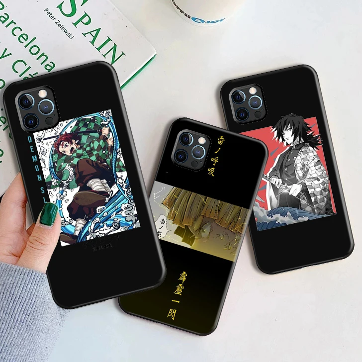 

Cartoon Anime Demon Slayer Phone Case For iPhone 12 11 11Pro 13 12mini XR XS 7 8 6 6S 8 Plus 12Pro 13Pro Kamado Nezuk Soft TPU