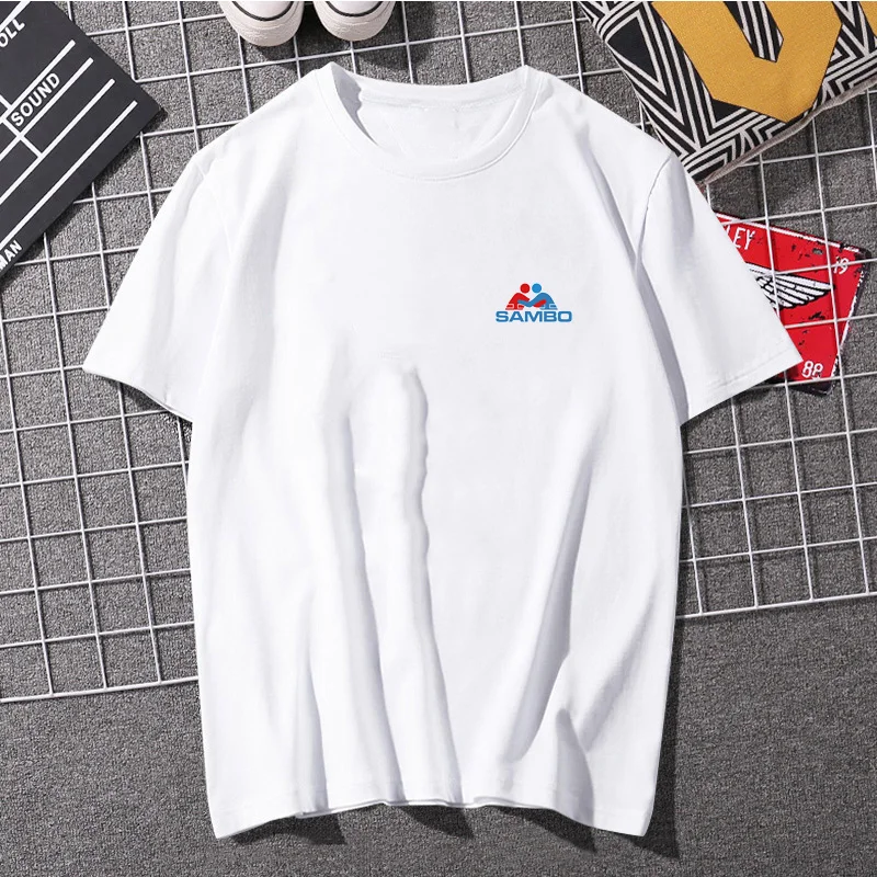 Футболка Sambo мужская летняя из чистого хлопка рубашка с коротким рукавом для