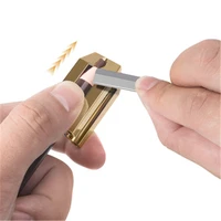golden pencil holder pointed tip flat head auxiliary tool eyebrow pencil sharpener four sided eyebrow trimming pencil card