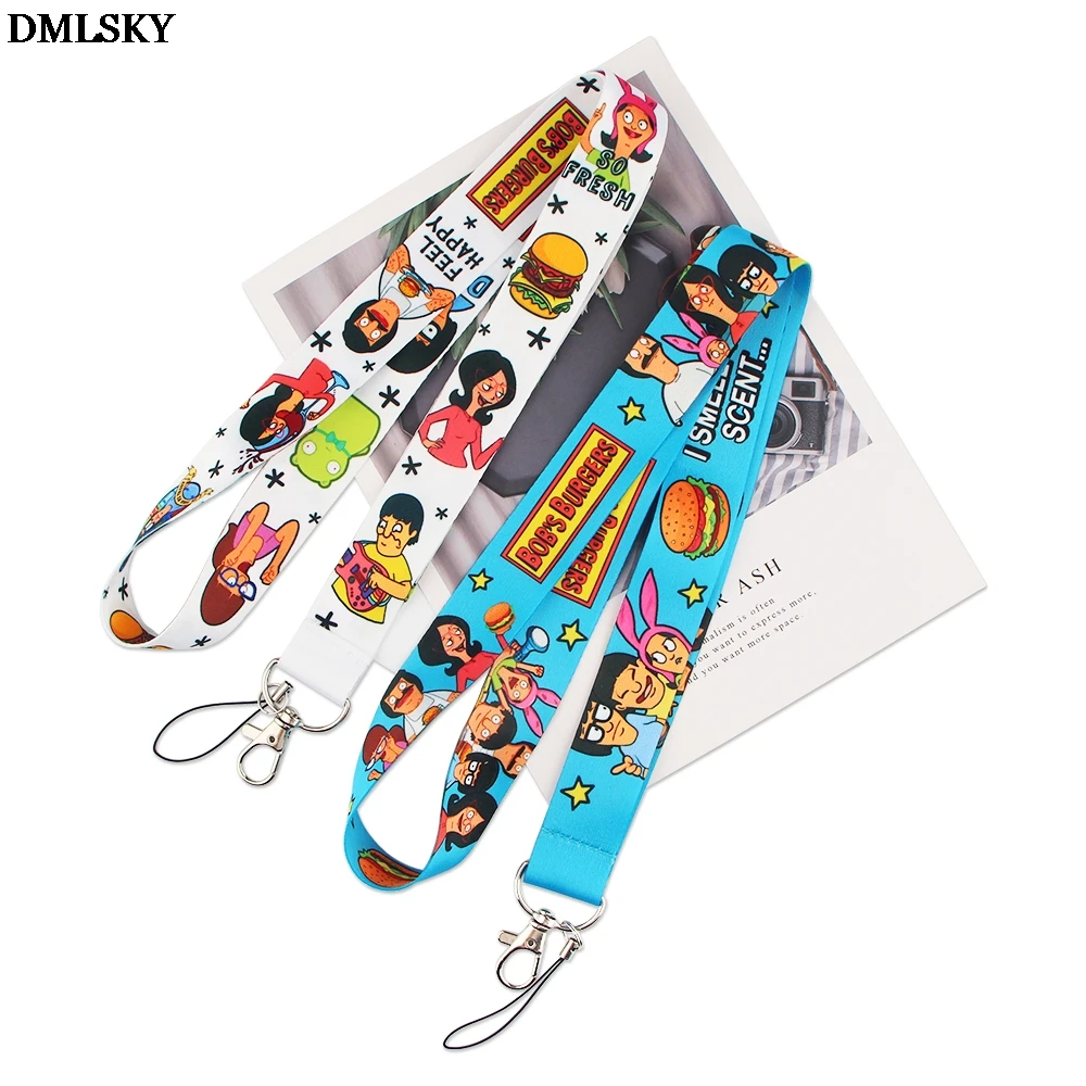 

DMLSKY Bob and Tina Cartoon Lanyard Keychain Lanyards for keys Badge ID Mobile Phone Rope Neck Straps Accessories Gifts M4644